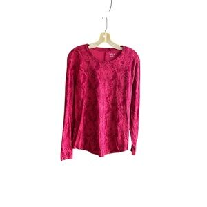 bcg red black snakeskin design long sleeve cotton top Sz XL